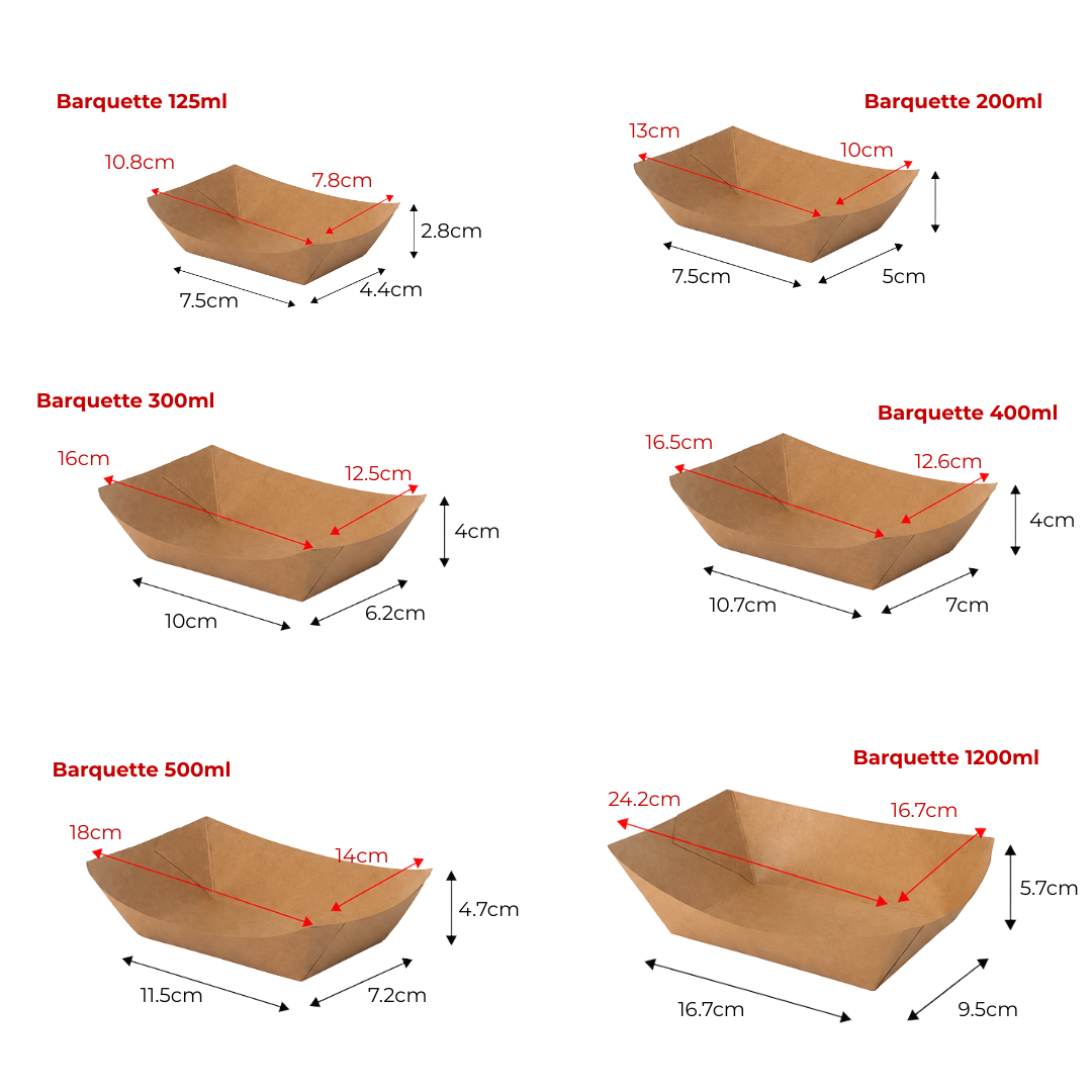 Barquette bateau kraft de 125ml à 1200ml