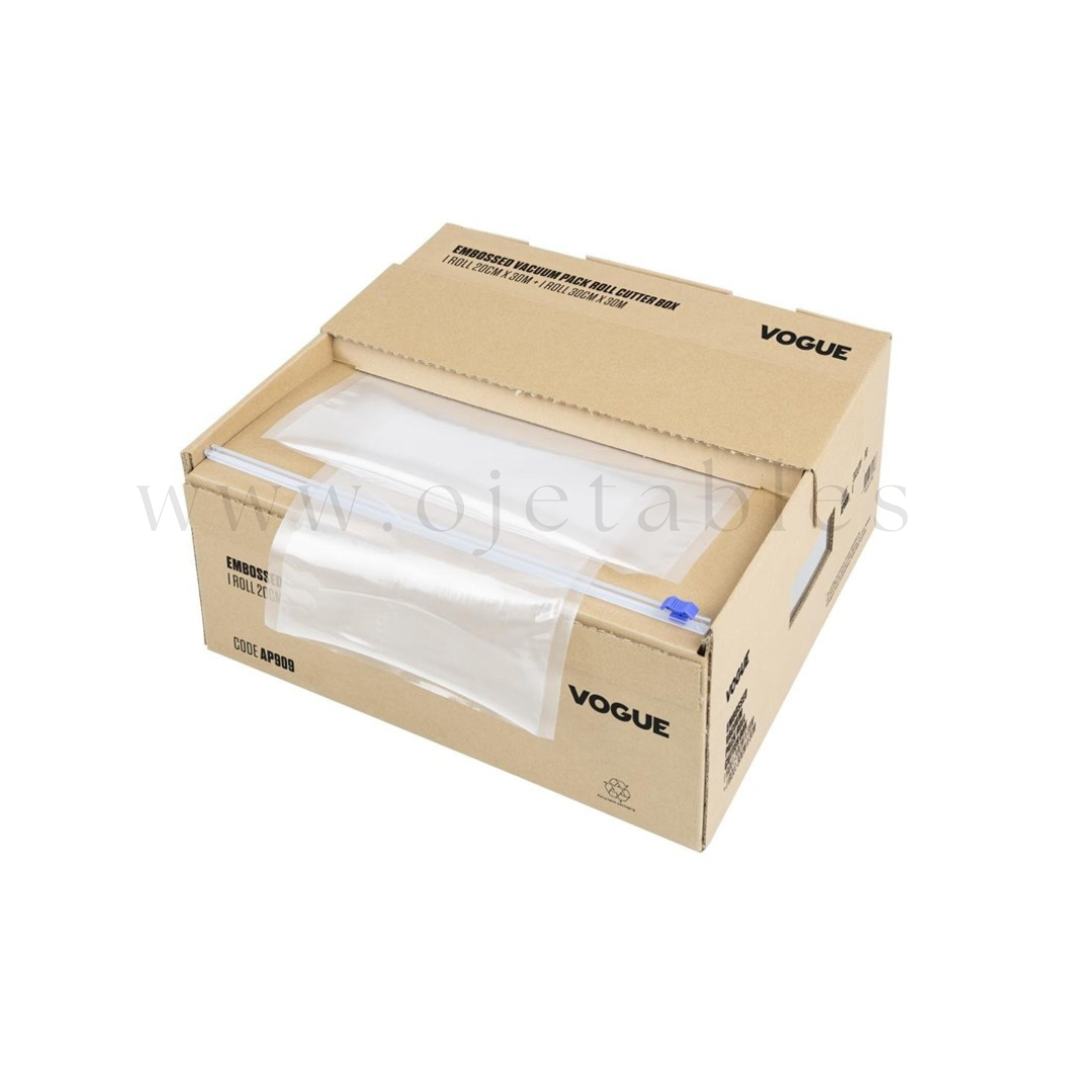 Lot de 2 rouleaux gaufrés pour emballage sous vide avec boîte de découpe intégrée