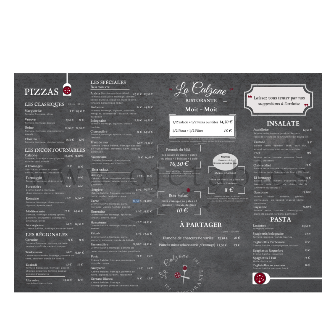 SET DE TABLE PAPIER PERSONNALISE multicouleurs 29.7x42cm 