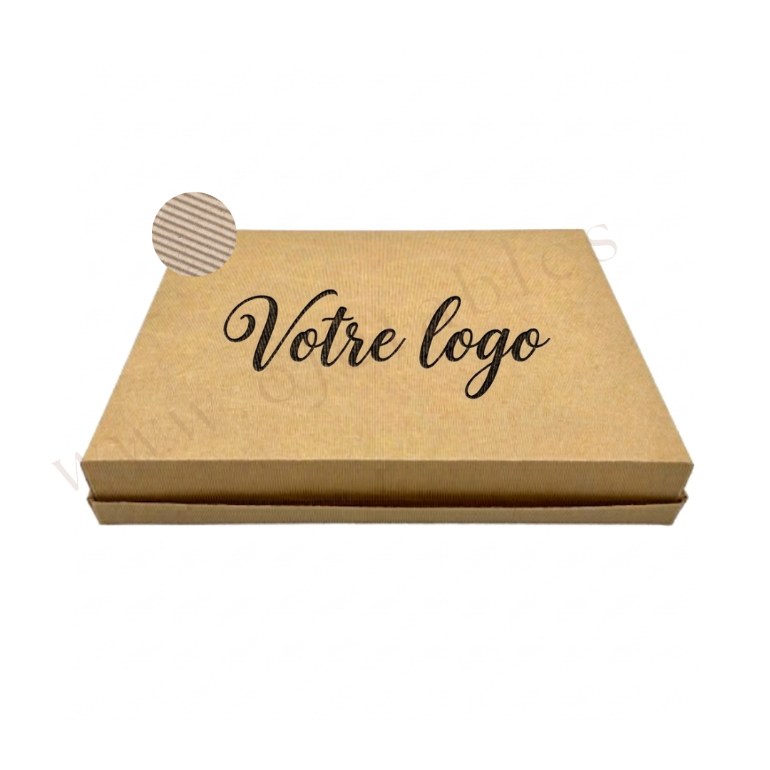 Plateau repas kraft 40x32x6.5cm cannelures apparentes personnalisé 