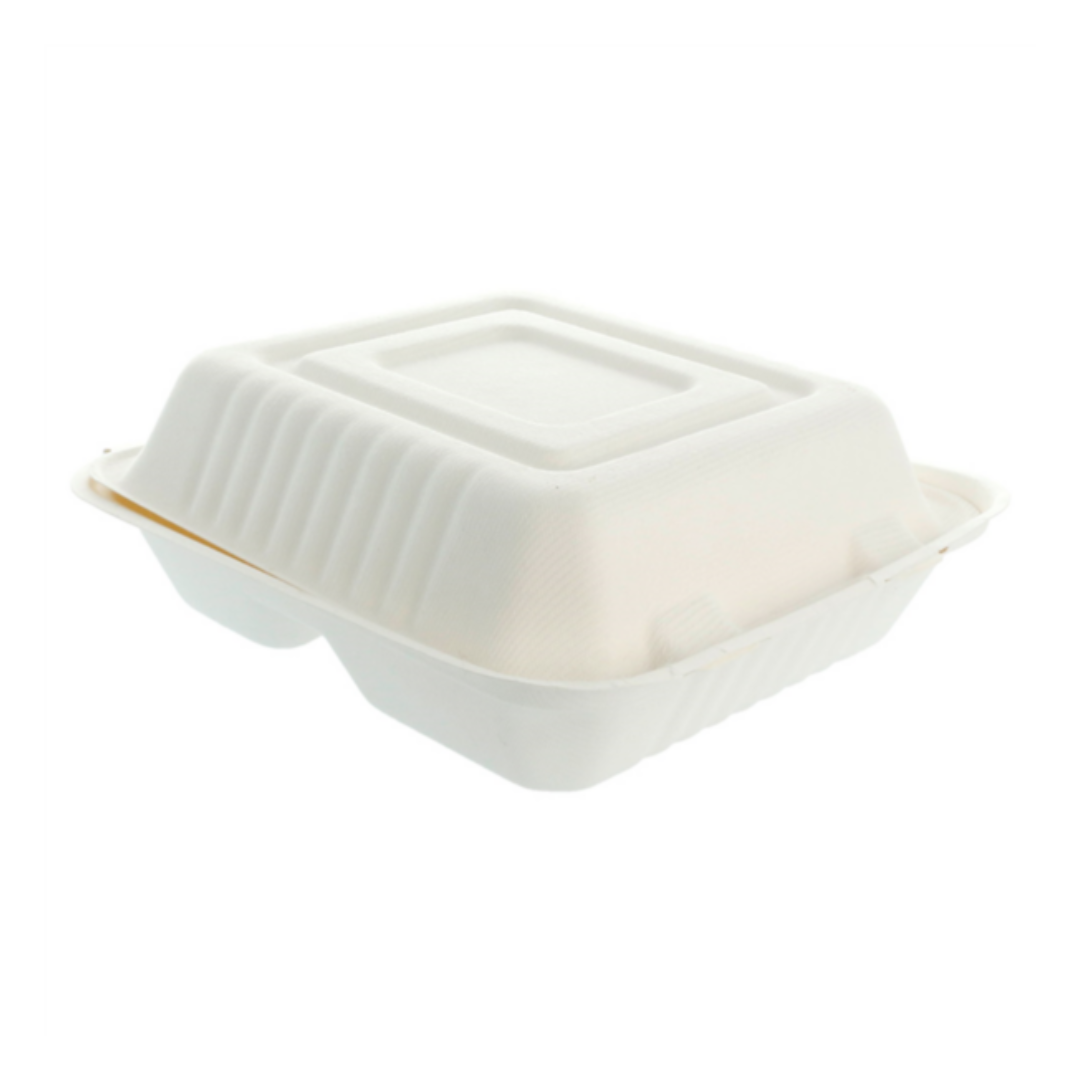 Boîte repas Bionic blanche 3 compartiments 20 x 20 x 7,5 cm - 800 ml 