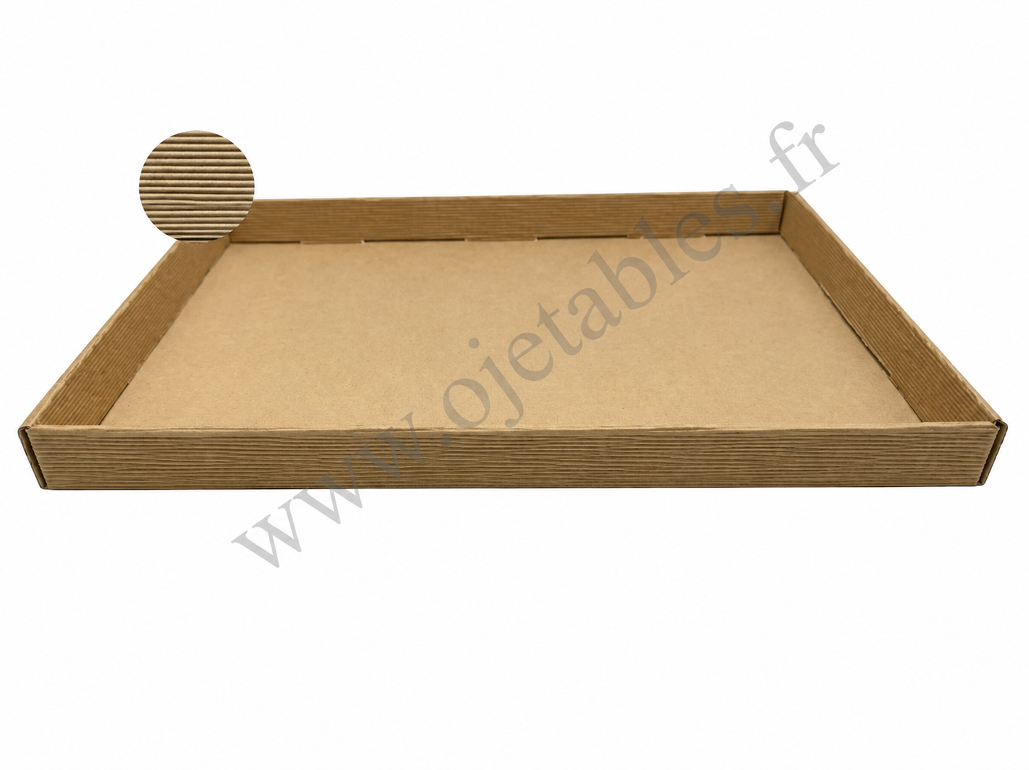 Plateau repas/cocktail kraft 40x30x7cm cannelure apparente 