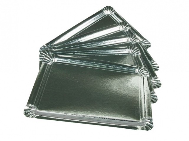 PLATEAU TRAITEUR 28x42cm Rigide Argent