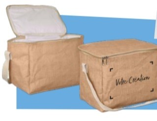 Sac isotherme jute 300+200X250mm personnalisé en 1 couleur