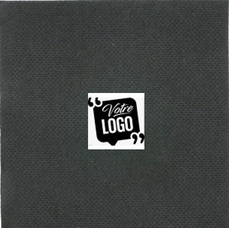 Serviette cocktail personnalisée double point noire 20x20 (7 colis de 2400u)