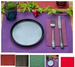 200 SETS DE TABLE REUTILISABLES SPUNBOND 30X40cm- (aspect tissus) - 5 couleurs aux choix