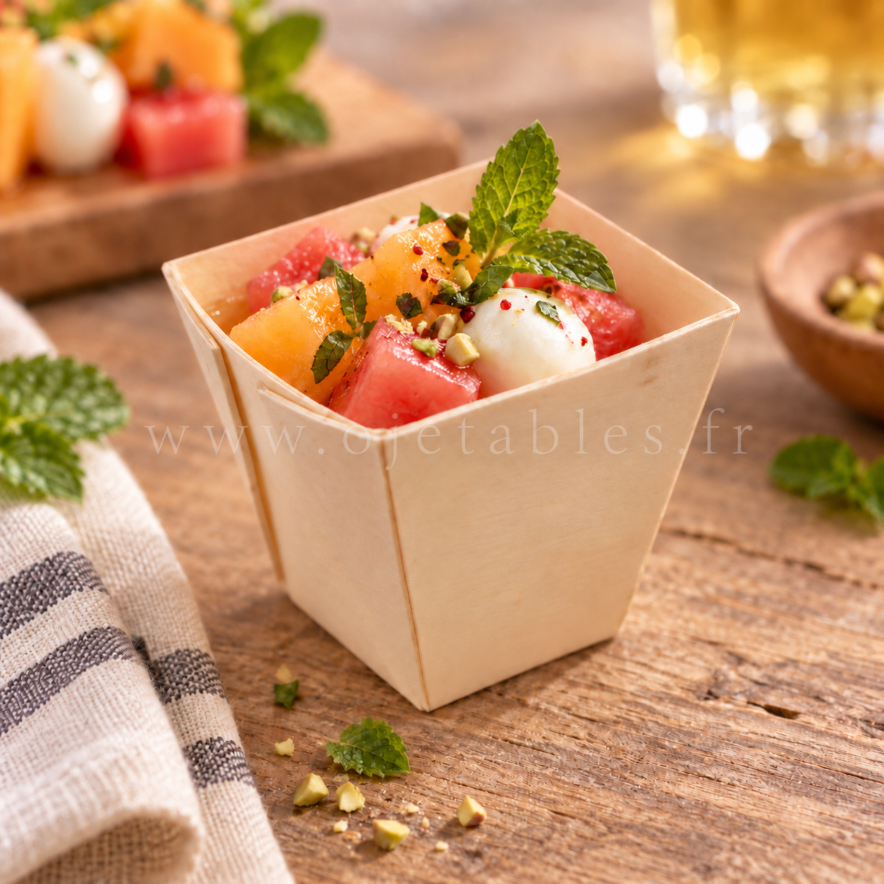 Verrine bois carrée 50 ml – 4,8x4,8x4,5 cm