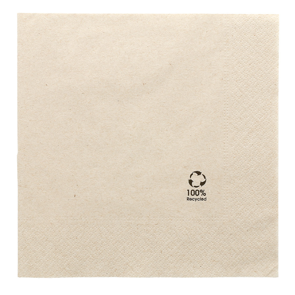 SERVIETTES ECOLABEL 2 PLIS  18 G/M2 39x39 CM NATUREL OUATE RECYCLÉE (1600 UNITÉ) - Garcia de Pou