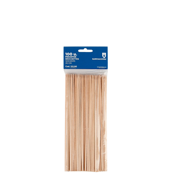 PIQUES BROCHETTES  20 CM NATUREL BOIS (100 UNITÉ) - Garcia de Pou