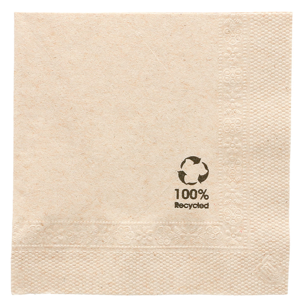 SERVIETTES ECOLABEL 2 PLIS  18 G/M2 20x20 CM NATUREL OUATE RECYCLÉE (4800 UNITÉ) - Garcia de Pou