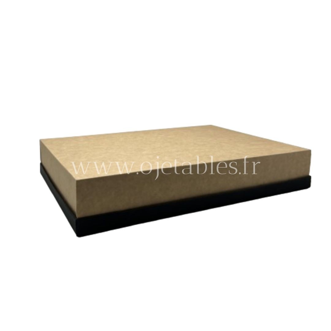 KIT PLATEAU CARTON NOIR ATLAS LUX RIGIDE 37x25 avec couvercle