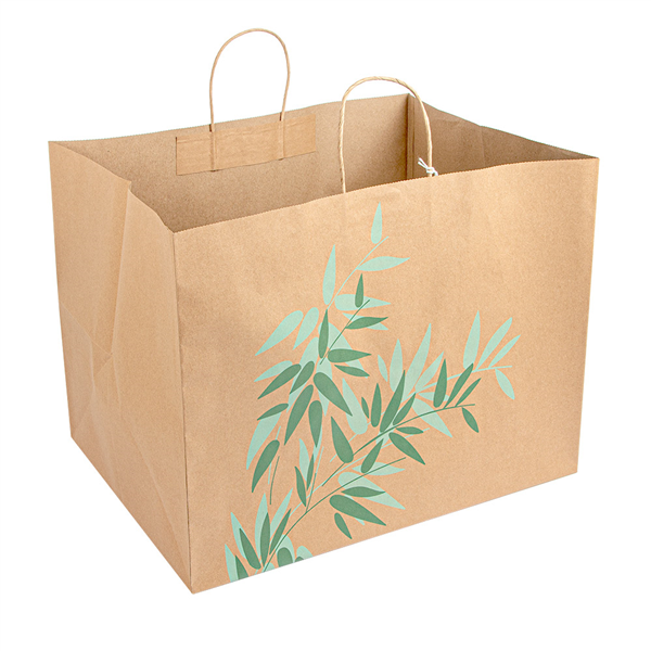 SACS SOS TRAITEUR "FEEL GREEN" 110 G/M2 43+33x33 CM NATUREL KRAFT (100 UNITÉ) - Garcia de Pou