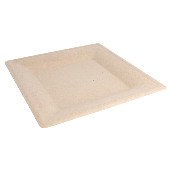 ASSIETTES CARRÉES "BIONIC"  26,2x26,2x1,4 CM NATUREL BAGASSE (500 UNITÉ) - Garcia de Pou