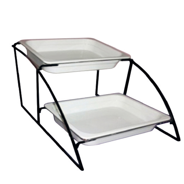 STAND 2 NIVEAUX BACS GN 1/2  36 x 52,5 x 32,5 CM NOIR FER (1 UNITÉ) - Garcia de Pou