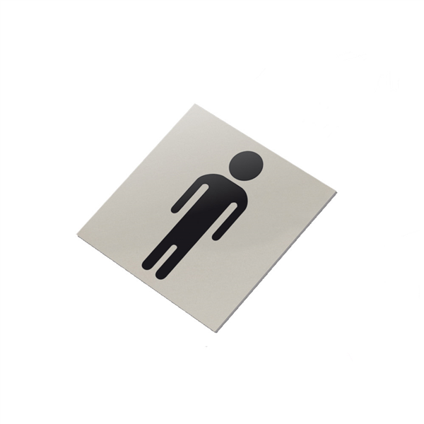 PLAQUE AUTO-ADHESIVE - MESSIEURS "W.C."  12,5x12,5 CM ARGENTE INOX (1 UNITÉ) - Garcia de Pou