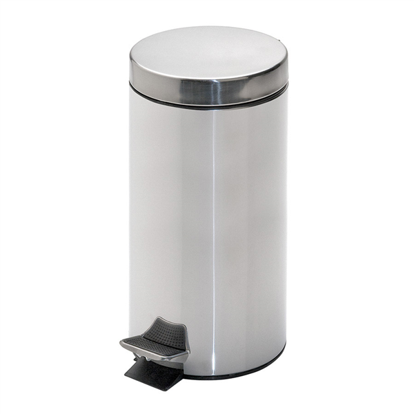 POUBELLE À PEDALE AVEC RÉCEPTACLE INTÉRIEUR 12 L Ø 25x38 CM ARGENTE INOX (1 UNITÉ) - Garcia de Pou