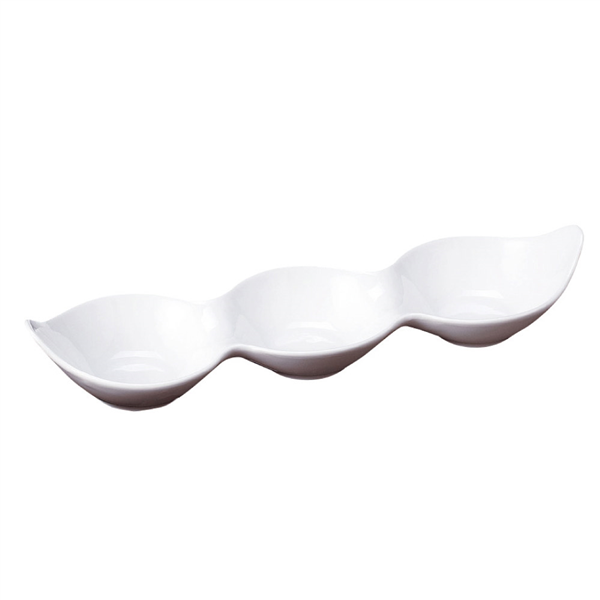 RÉCIPIENTS ALLONGÉS 3 COMP.  29,5x8,3x4,2 CM BLANC PORCELAINE (12 UNITÉ) - Garcia de Pou