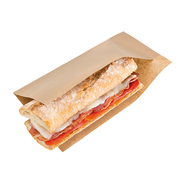 SACHETS OUVERTS BROCHETTES, HOT DOGS "OPEN PACK" 35 G/M2 + 10 LDPE 25x13/10 CM NATUREL KRAFT (100 UNITÉ) - Garcia de Pou