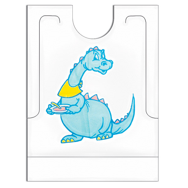 BAVOIRS "DINO" AVEC SACHET  27x34+5 CM BLANC CPE (500 UNITÉ) - Garcia de Pou