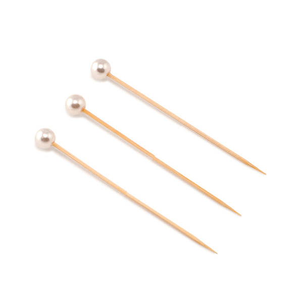 PIQUES "PERLE" BAMBOO  9 (h) CM NATUREL BAMBOU (100 UNITÉ)