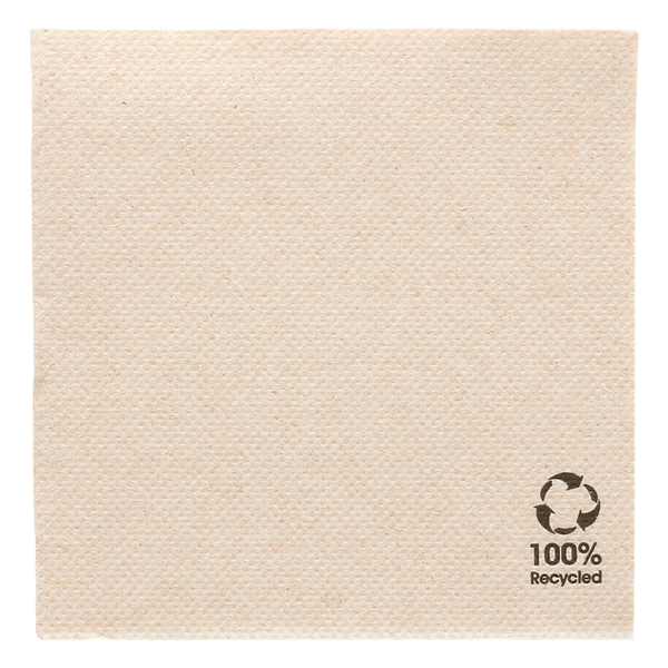 SERVIETTES ECOLABEL "DOUBLE POINT" 19 G/M2 20x20 CM NATUREL OUATE RECYCLÉE (2400 UNITÉ) - Garcia de Pou