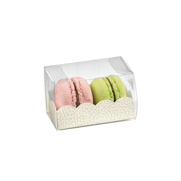 BOÎTES MACARONS + BASES BRISTOL  8x5x5 CM TRANSPARENT PVC (200 UNITÉ) - Garcia de Pou