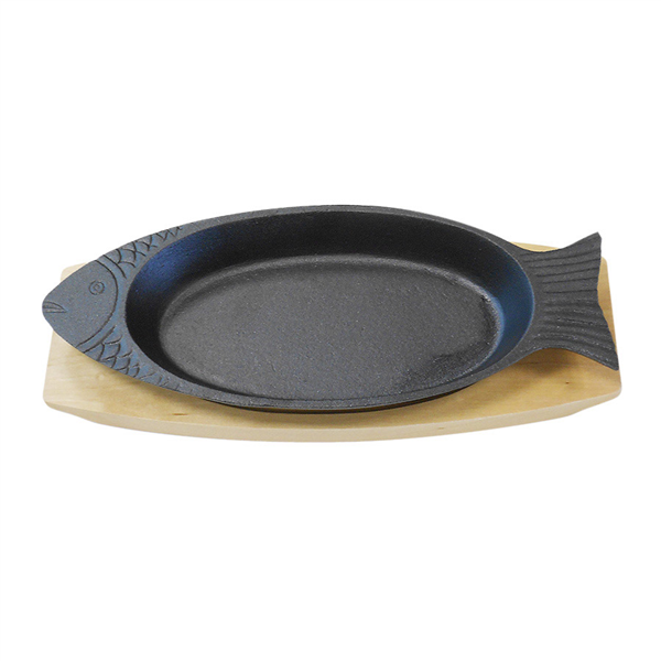 ASSIETTE POISSON + SUPPORT EN BOIS  48x19,5 CM NOIR FER (6 UNITÉ) - Garcia de Pou