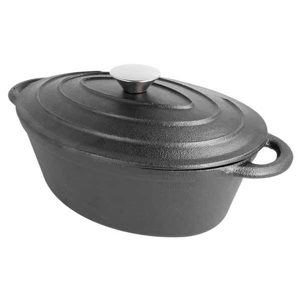 COCOTTE OVALE AVEC COUVERCLE 4,1 L 28 CM NOIR FER (3 UNITÉ) - Garcia de Pou