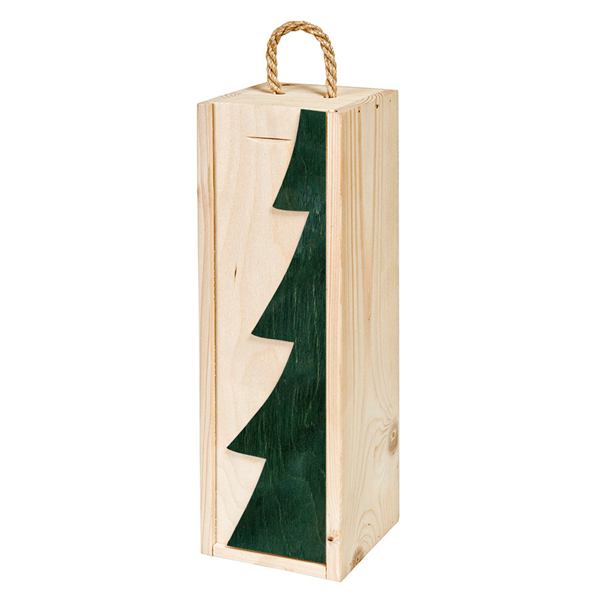 BOÎTE 1 BOUTEILLE "SAPIN"  36x11x10,5 CM VERT BOIS (10 UNITÉ) - Garcia de Pou