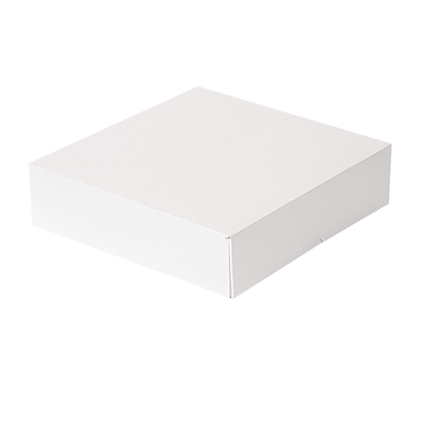 BOÎTES PATISSERIES SANS FENÊTRE "THEPACK" 250 G/M2 23x23x7,5 CM BLANC CARTON ONDULÉ NANO-MICRO (200 UNITÉ)