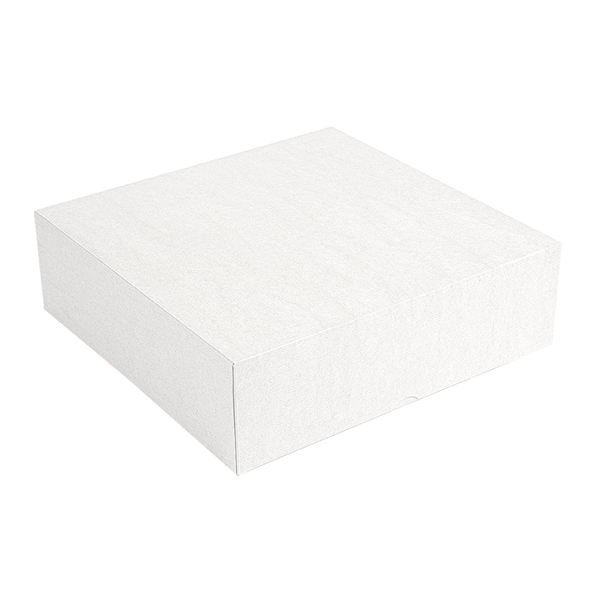 BOÎTES PATISSERIES SANS FENÊTRE "THEPACK" 250 G/M2 26x26x8 CM BLANC CARTON ONDULÉ NANO-MICRO (100 UNITÉ)