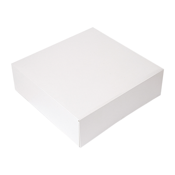 BOÎTES PATISSERIES SANS FENÊTRE "THEPACK" 250 G/M2 32x32x10 CM BLANC CARTON ONDULÉ NANO-MICRO (100 UNITÉ)