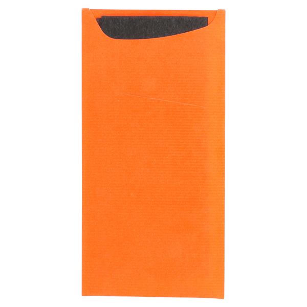 SACS COUVERTS + SERVIETTE "JUST IN TIME" 90 + 10PE G/M2 11,2x22,5 CM ORANGE CELLULOSE (400 UNITÉ) - Garcia de Pou