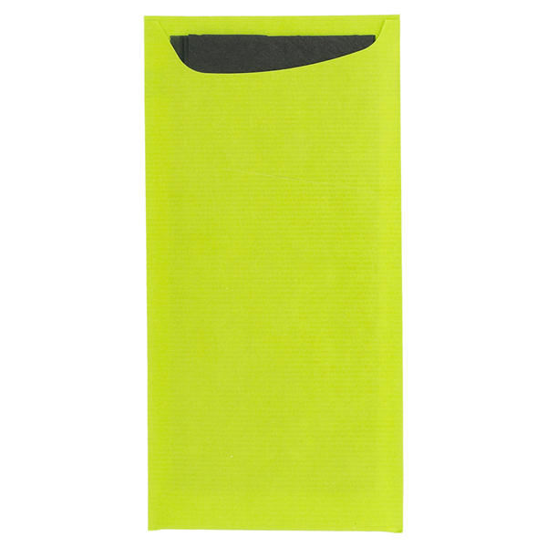 SACS COUVERTS + SERVIETTE "JUST IN TIME" 90 + 10PE G/M2 11,2x22,5 CM VERT ANIS CELLULOSE (400 UNITÉ) - Garcia de Pou