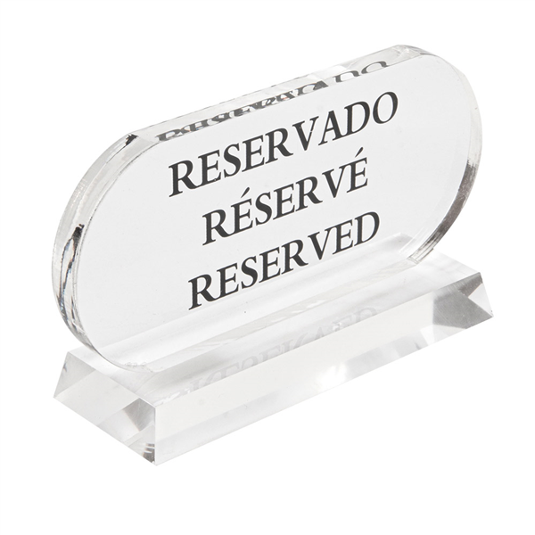 PLAQUE "RESERVADO-RÉSERVÉ-RESERVED"  13,5x7,5 CM TRANSPARENT ACRYLIQUE (2 UNITÉ) - Garcia de Pou