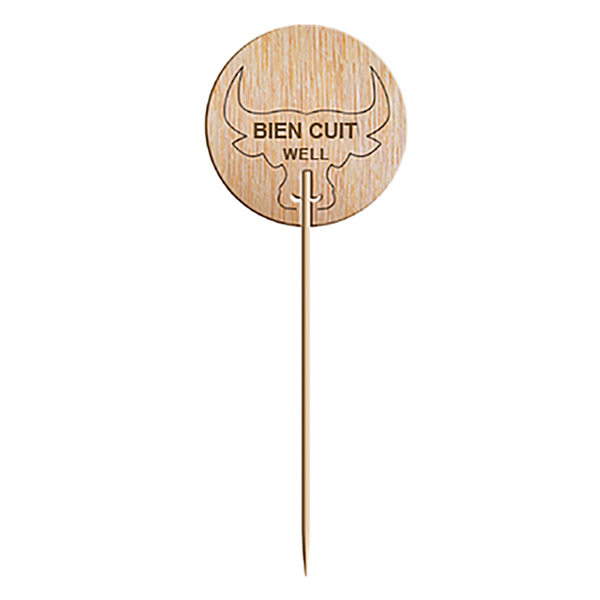 STEAK MARKER "BIEN CUIT"  9,5 CM NATUREL BOIS (100 UNITÉ) - Garcia de Pou