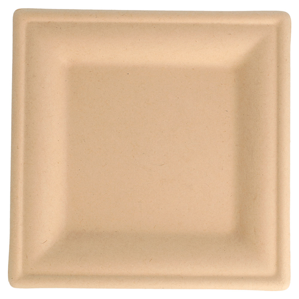 ASSIETTES CARRÉES BIONIC  16x16x1 CM NATUREL BAGASSE (180 UNITÉ)