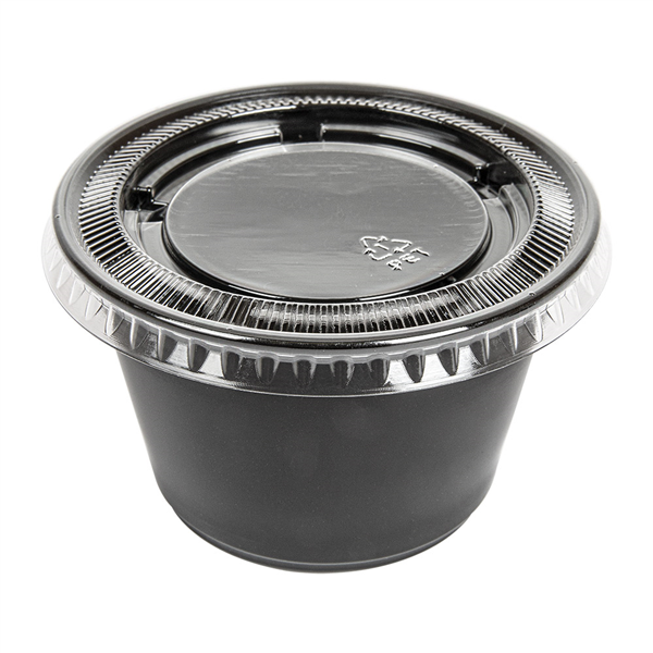 50 PETITS POTS + 50 COUVERCLES 120 ML Ø7,4x4,6 CM NOIR PP (24 UNITÉ) - Garcia de Pou