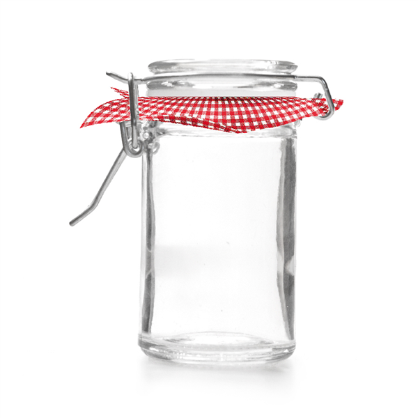 POT FERMETURE CLIP + PAPIER VICHY 70 ML Ø 4,5x8,6 CM TRANSPARENT VERRE (96 UNITÉ) - Garcia de Pou