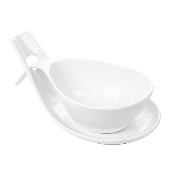 BOLS SOUPE AVEC SAUCIÈRE  25,5x13x6,5 CM BLANC PORCELAINE (4 UNITÉ) - Garcia de Pou