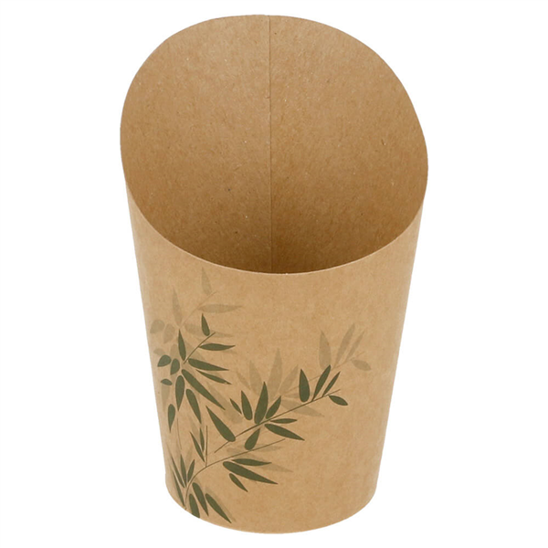 GOBELETS A FRITES OUVERTS "FEEL GREEN" 9 OZ - 270 ML 200 + 25PE G/M2 Ø7x10,5 CM MARRON CARTON (100 UNITÉ) - Garcia de Pou