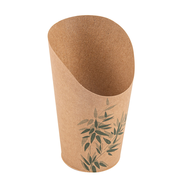 GOBELETS A FRITES OUVERTS "FEEL GREEN" 16 OZ - 480 ML 200 + 25PE G/M2 Ø8,5x13,5 CM MARRON CARTON (50 UNITÉ) - Garcia de Pou