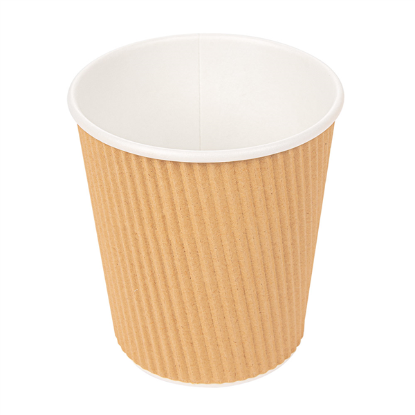 GOBELETS BOISSONS CHAUDES DOUBLE PAROI, ONDULÉ 180 ML 260 + 250 + 18 PE G/M2 Ø7,2/5,3x7,8 CM MARRON CARTON (40 UNITÉ) - Garcia de Pou