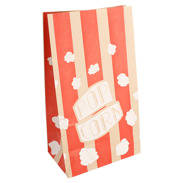 SACS SOS POP CORN "STRIPES" 2,5 L-85 OZ 80 G/M² 14+8x24 CM NATUREL PARCH.INGRAISSABLE (500 UNITÉ) - Garcia de Pou