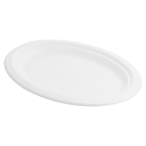 PLATEAUX OVALES "BIONIC"  26,3x19,9x2 CM BLANC BAGASSE (600 UNITÉ) - Garcia de Pou