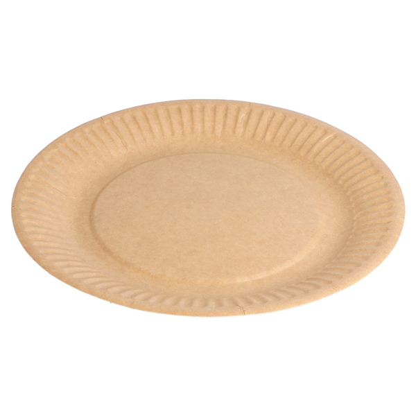 ASSIETTES RONDES EN RELIEF BIO-LAQUÉES  260 G/M2 Ø 18 CM NATUREL CARTON (400 UNITÉ)