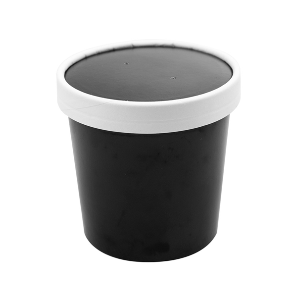 RÉCIPIENTS + COUVERCLES 360 ML 18PE + 340 + 18 PE G/M2 Ø9/7,2x8,4 CM NOIR CARTON (250 UNITÉ) - Garcia de Pou