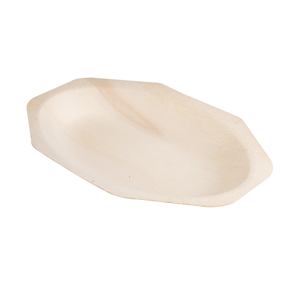 PLATEAUX OCTOGONALES "WOOD"  20x13x2,5 CM NATUREL BOIS (50 UNITÉ) - Garcia de Pou