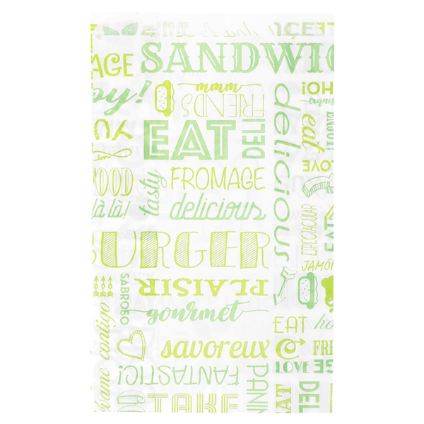 POCHETTES HAMBURGER "PAROLE" 32 G/M2 14+7x22 CM VERT PARCH.INGRAISSABLE (500 UNITÉ) - Garcia de Pou
