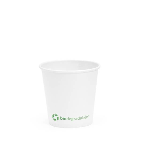 GOBELETS "BIODEGRADABLE" 120 ML 170 + 30 PLA G/M2 Ø6,3/4,5x6 CM BLANC CARTON+PLA (400 UNITÉ)
